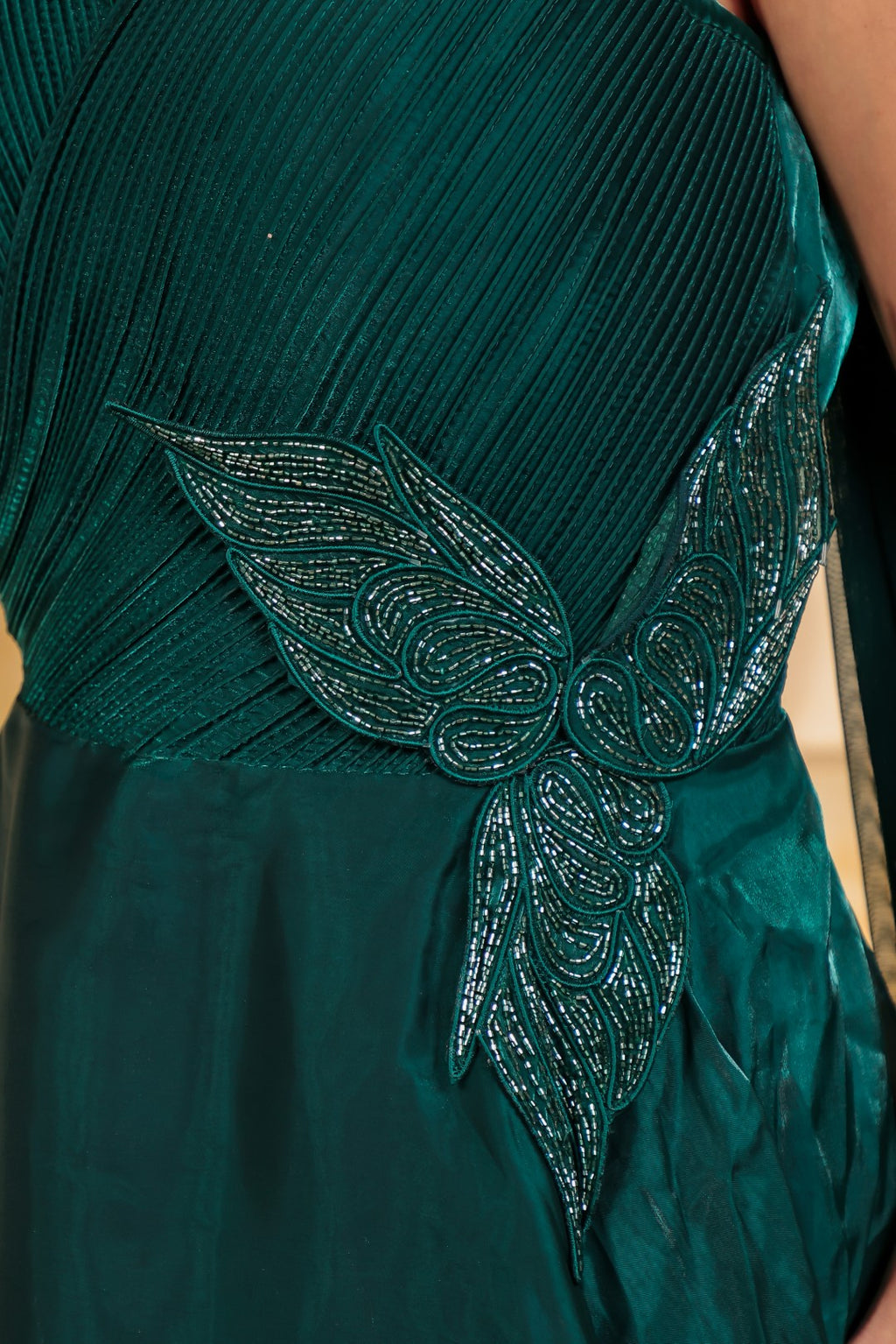 Bottle Green Jimmy Choo Fancy Stylish Gown & Dupatta