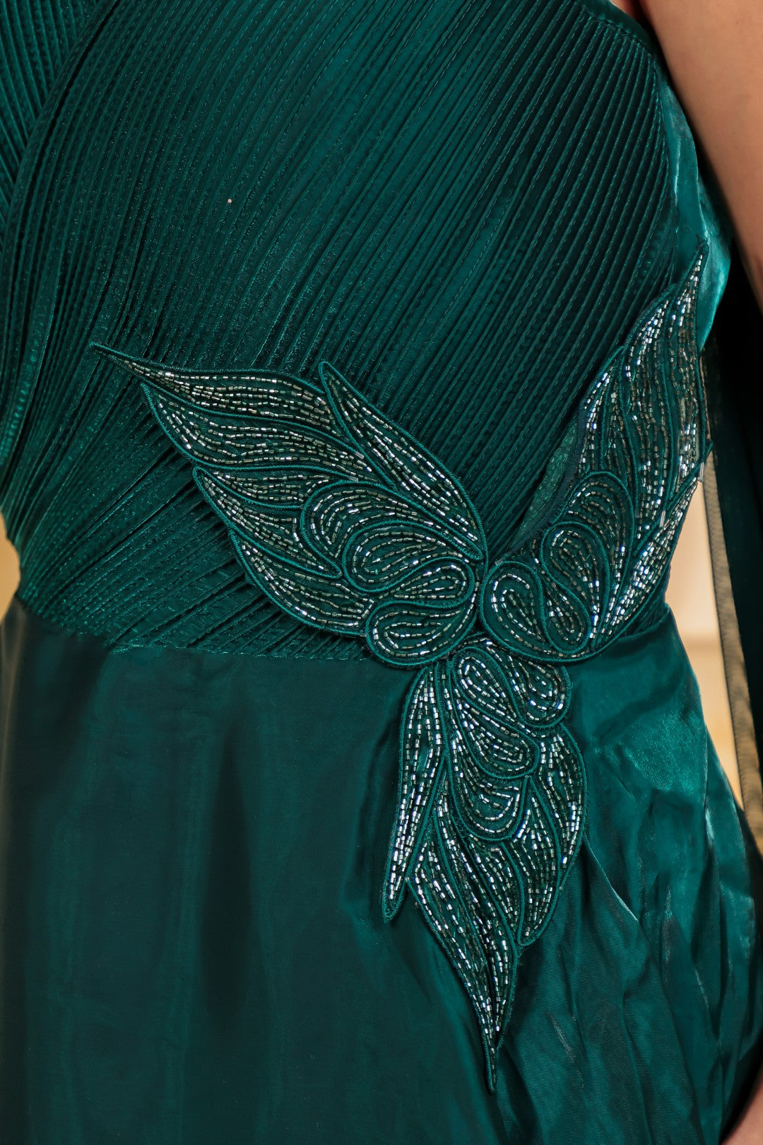 Bottle Green Jimmy Choo Fancy Stylish Gown & Dupatta