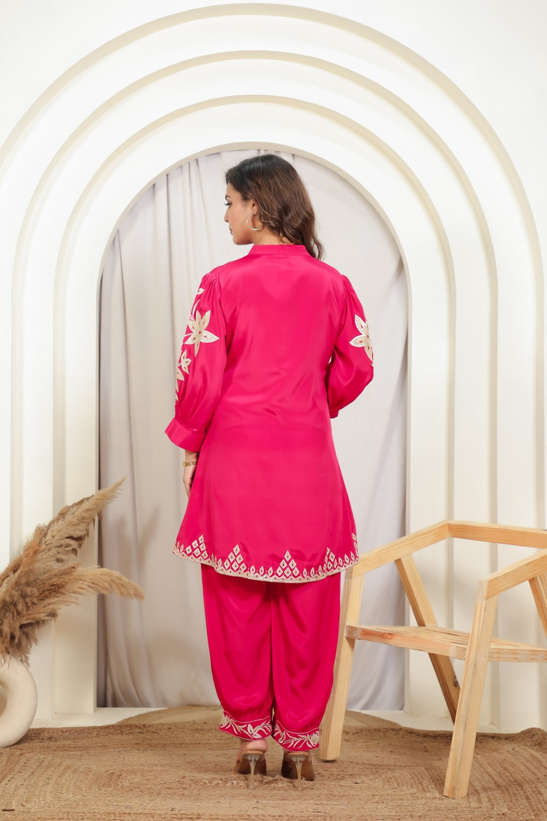 Rani Pink Muslin with Gota Patch Embroidery Co-ord Set