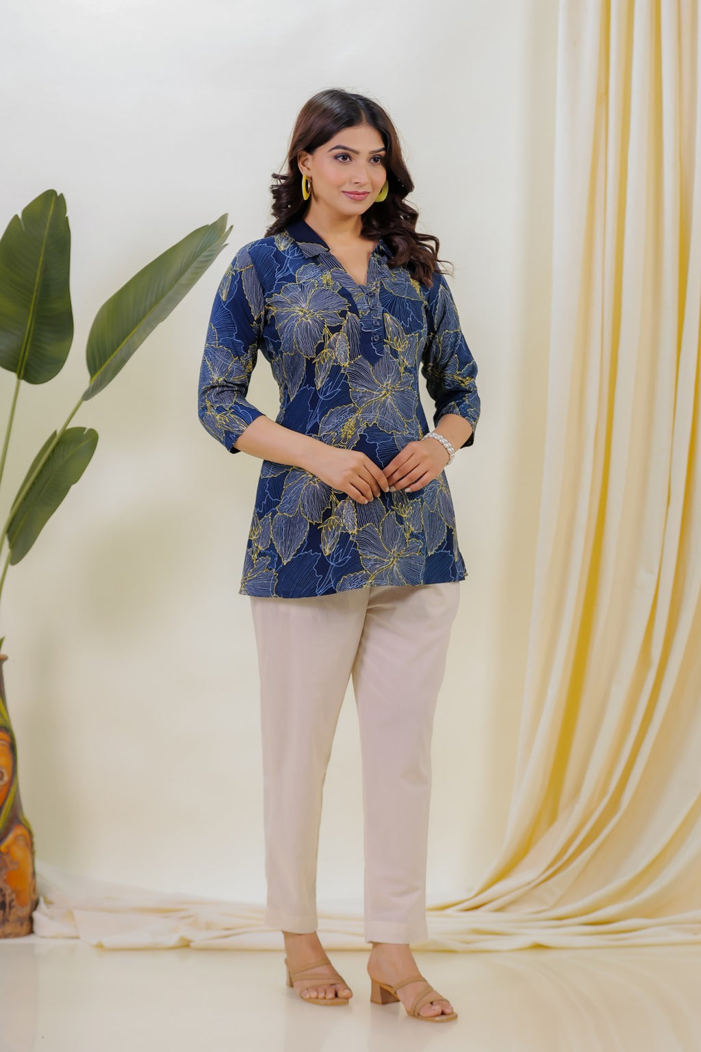 Blue Rayon Printed Top