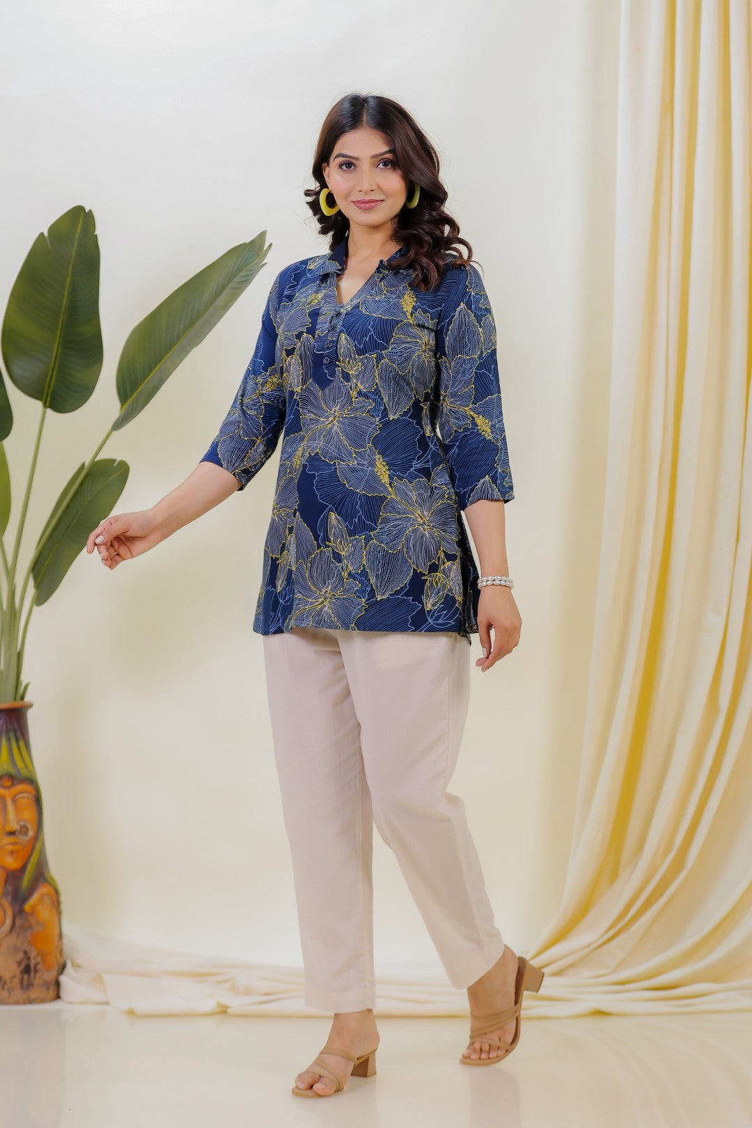 Blue Rayon Printed Top