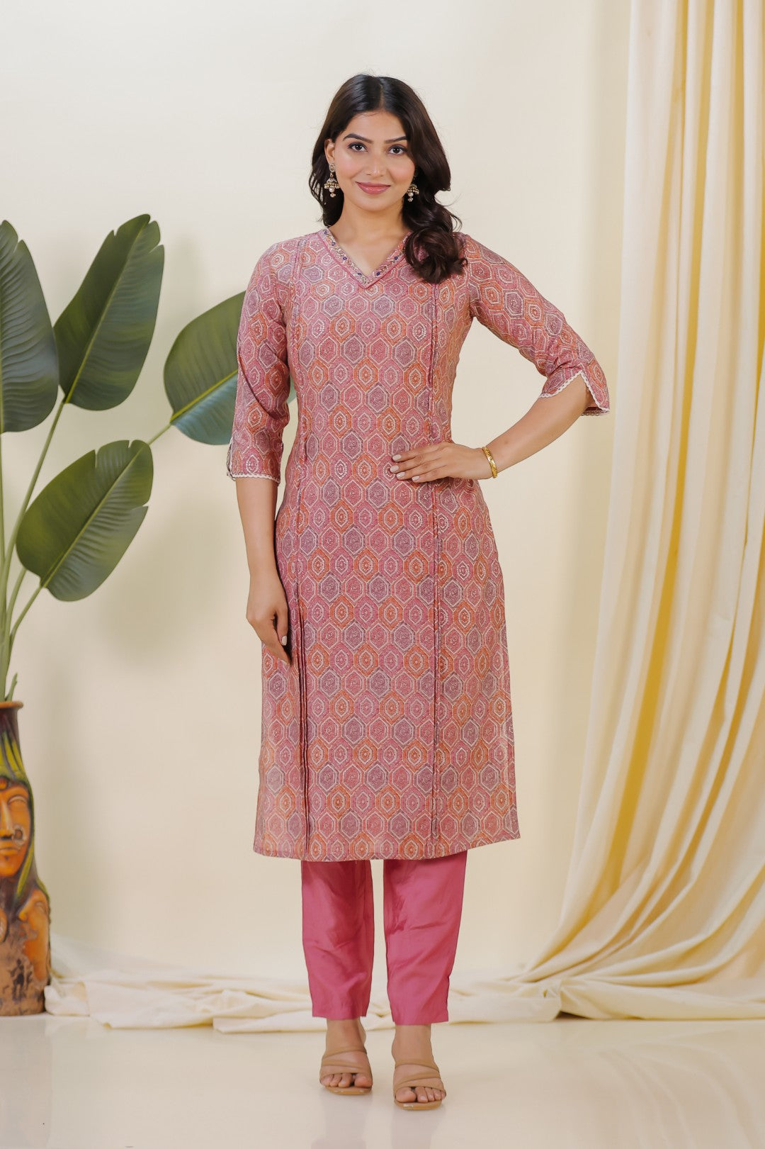 Multicolor Muslin Foil Printed Suit with Bottom & Dupatta