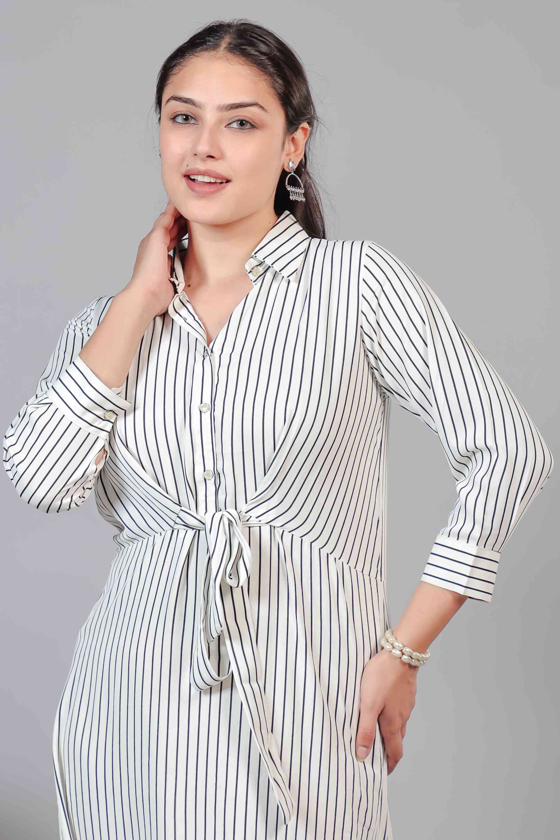 White Lycra with Black Lining Printed Maxi Dress