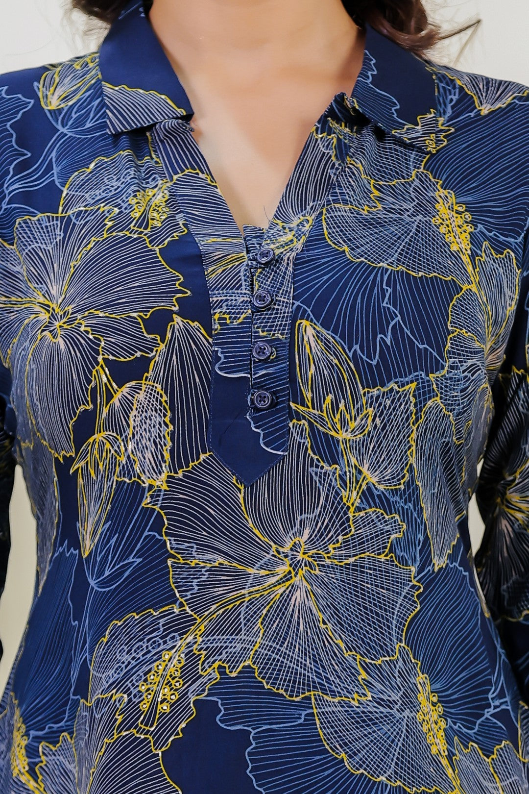 Blue Rayon Printed Top