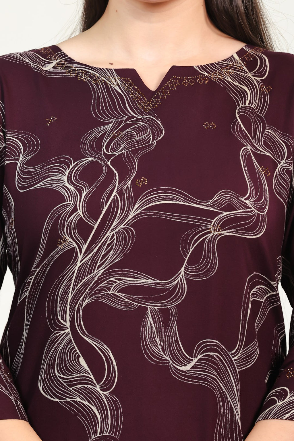 Wine Rayon Printed Top