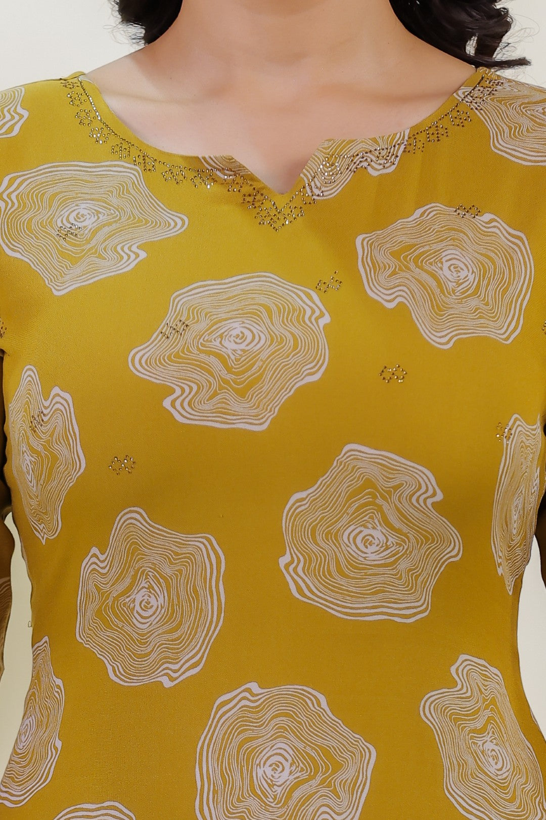 Mustard Yellow Rayon Printed Top