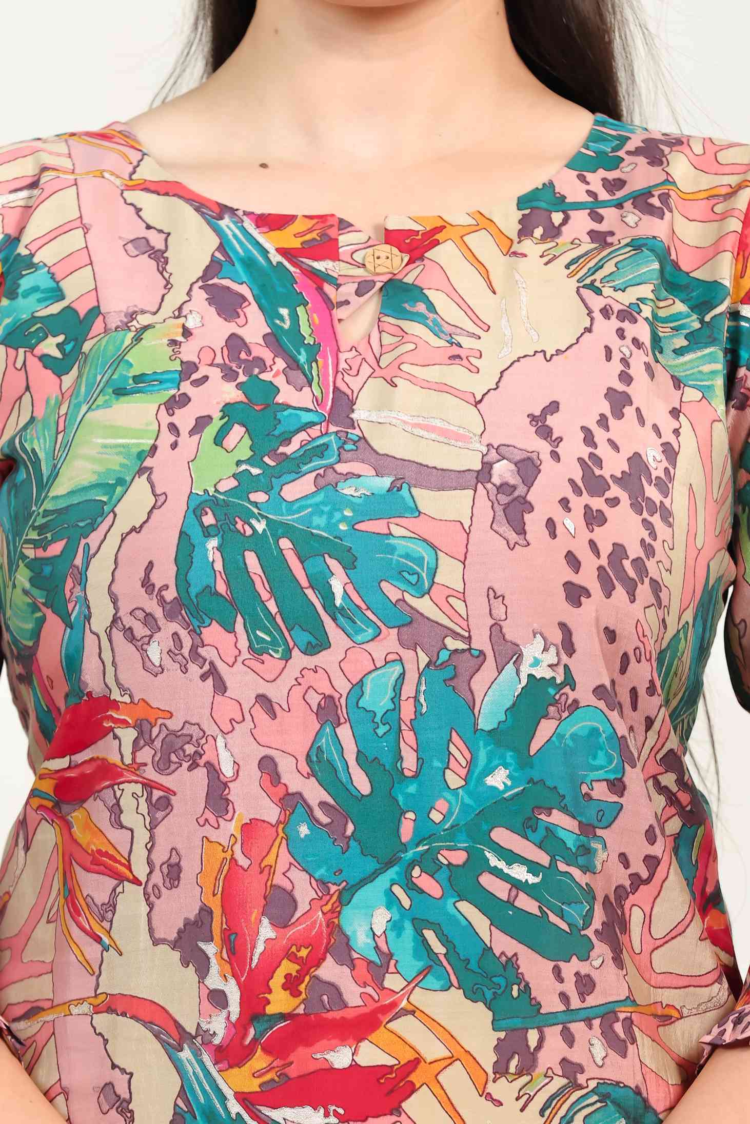 Multi Color Muslin Printed Short Kurti