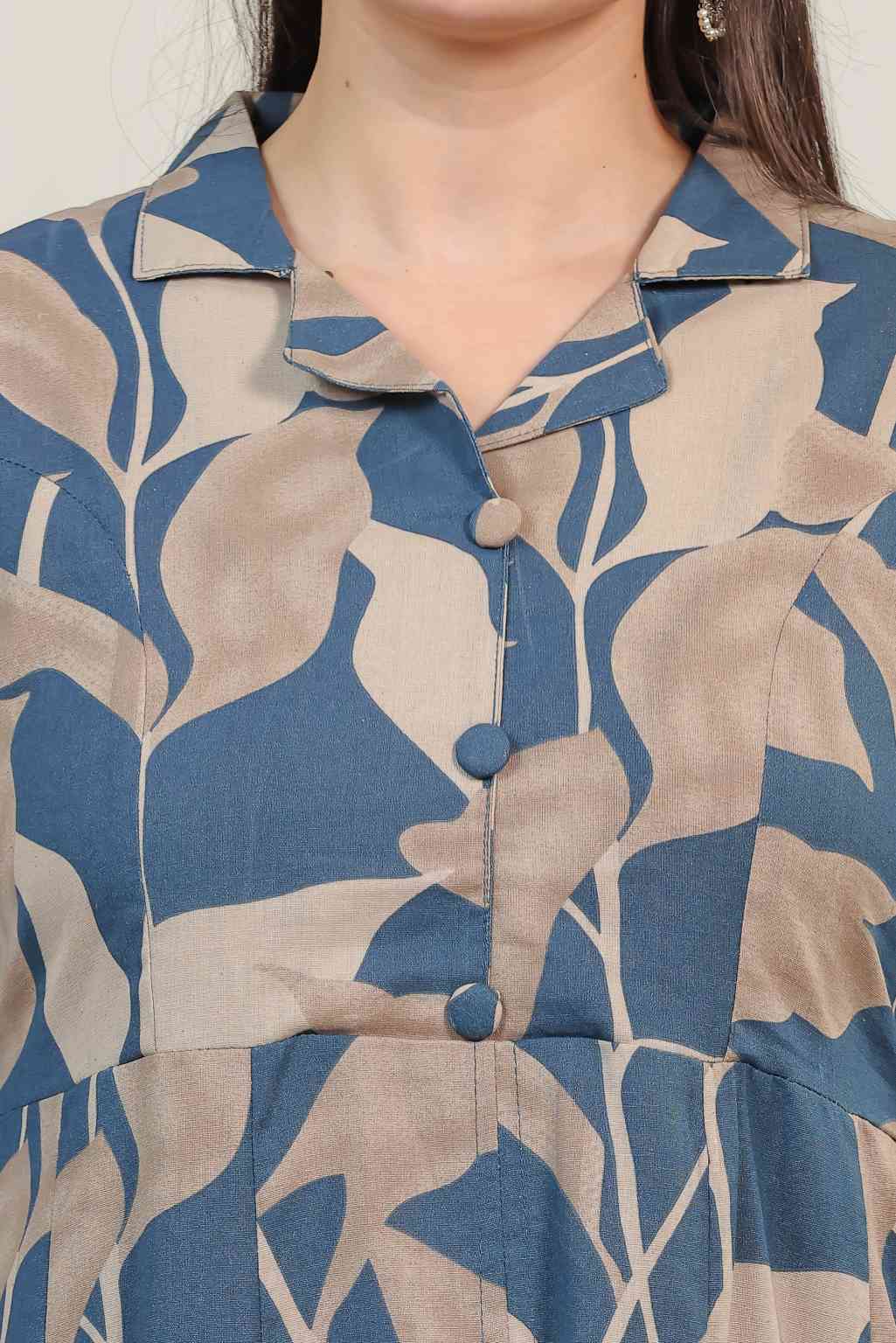 Dark Blue South Cotton Printed Co-ord Set