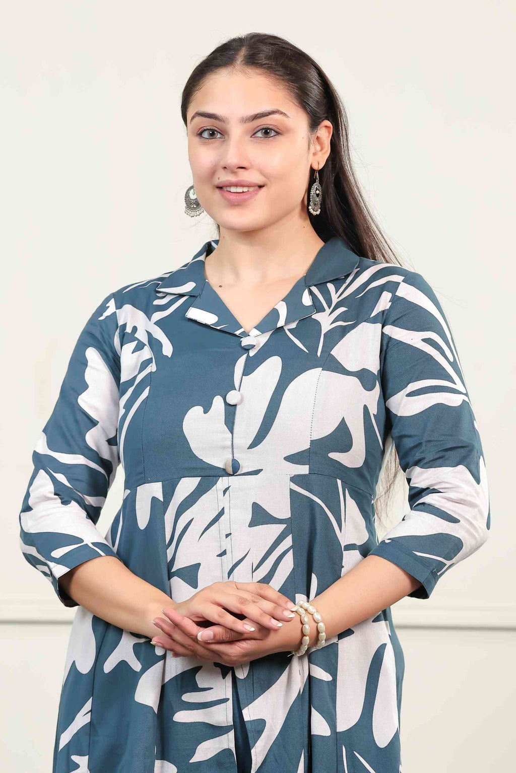 Dark Blue South Cotton Printed Co-ord Set