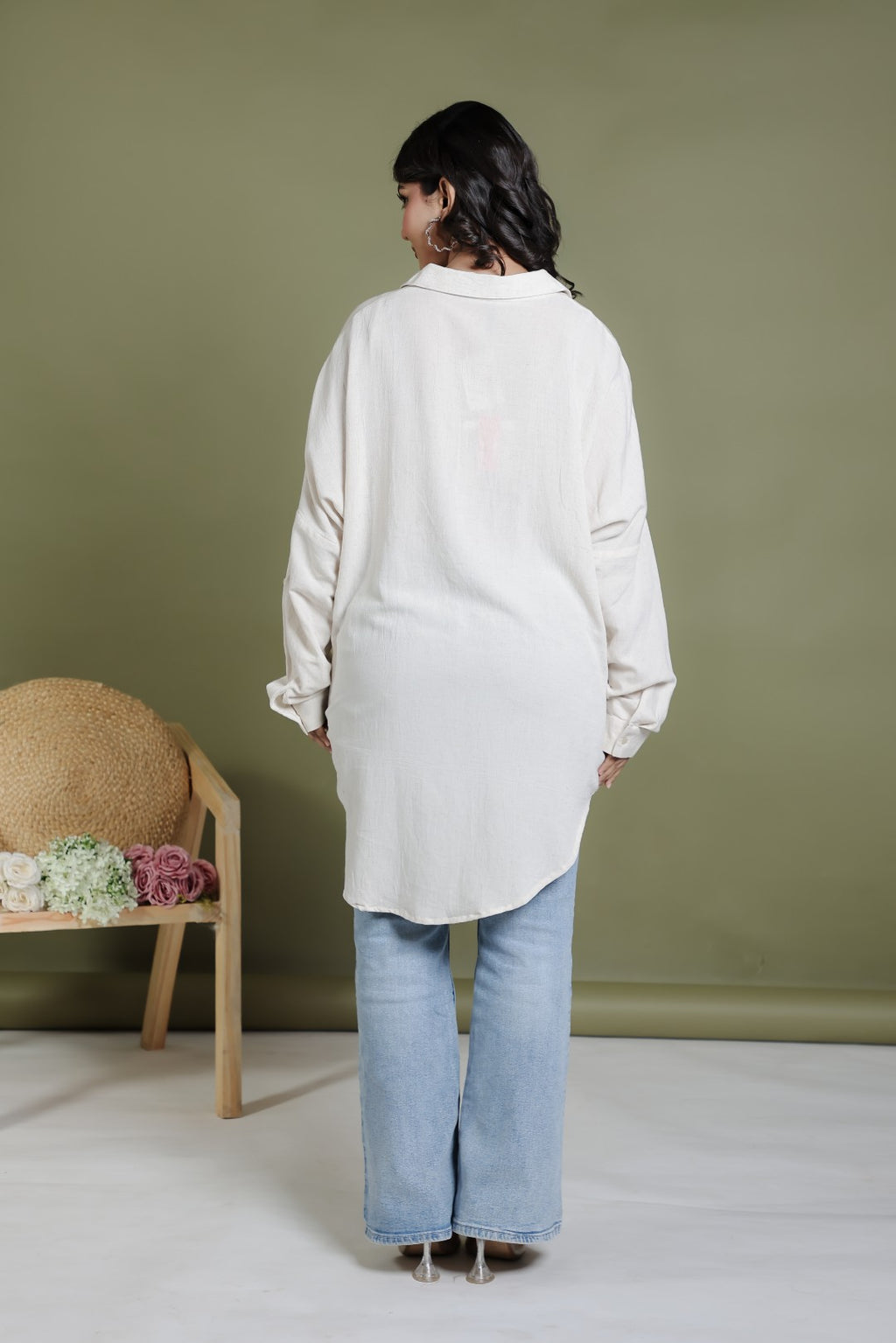 Offwhite Khadi Cotton Shirt with Sequence Handwork