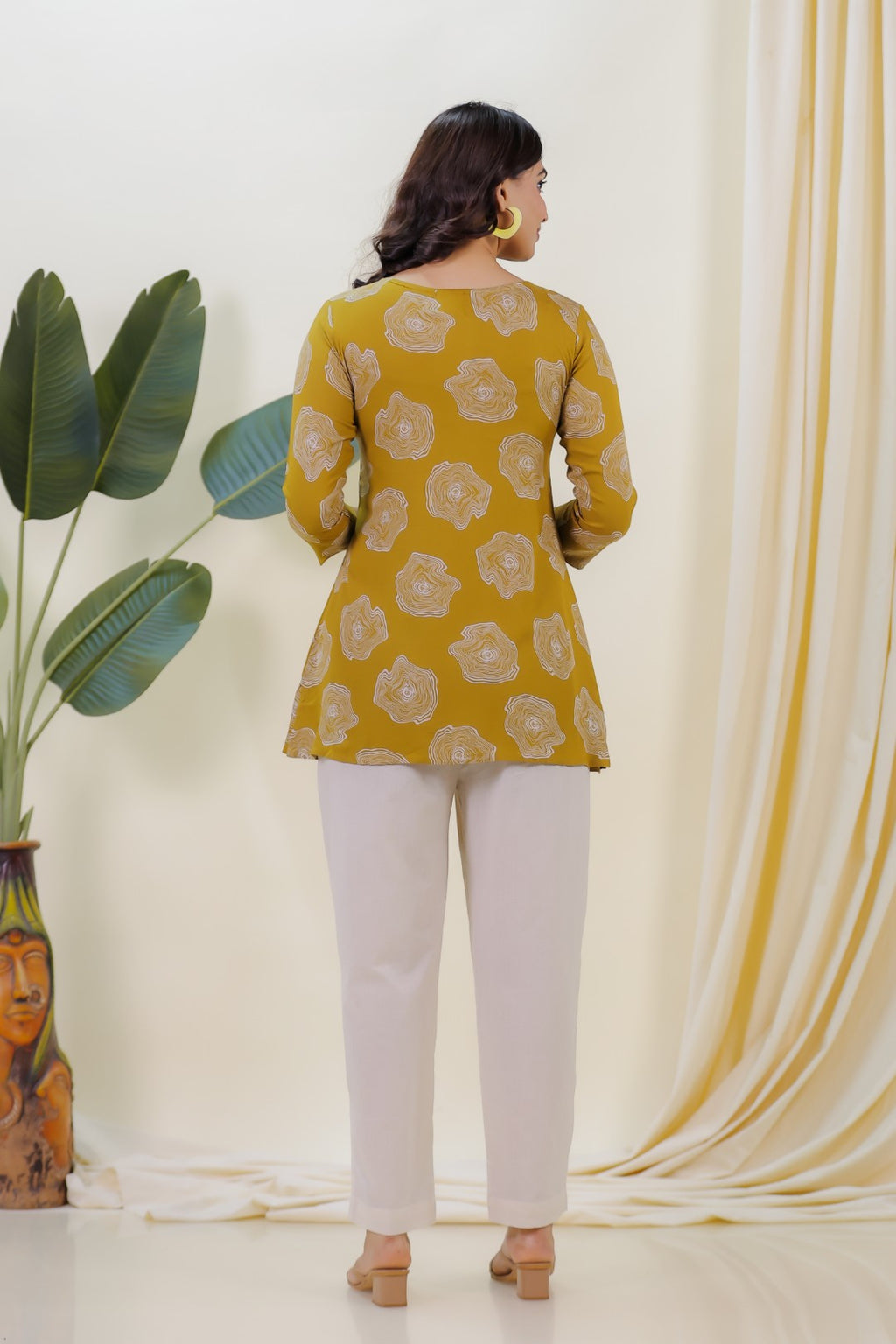 Mustard Yellow Rayon Printed Top