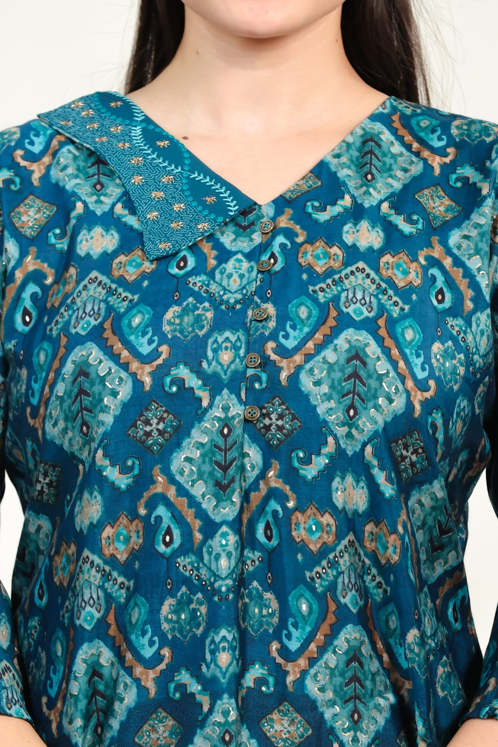 Rama Blue Muslin Printed Top