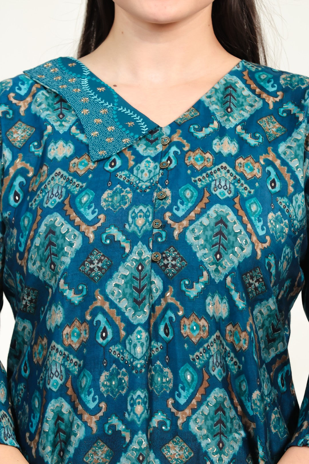 Rama Blue Muslin Printed Top
