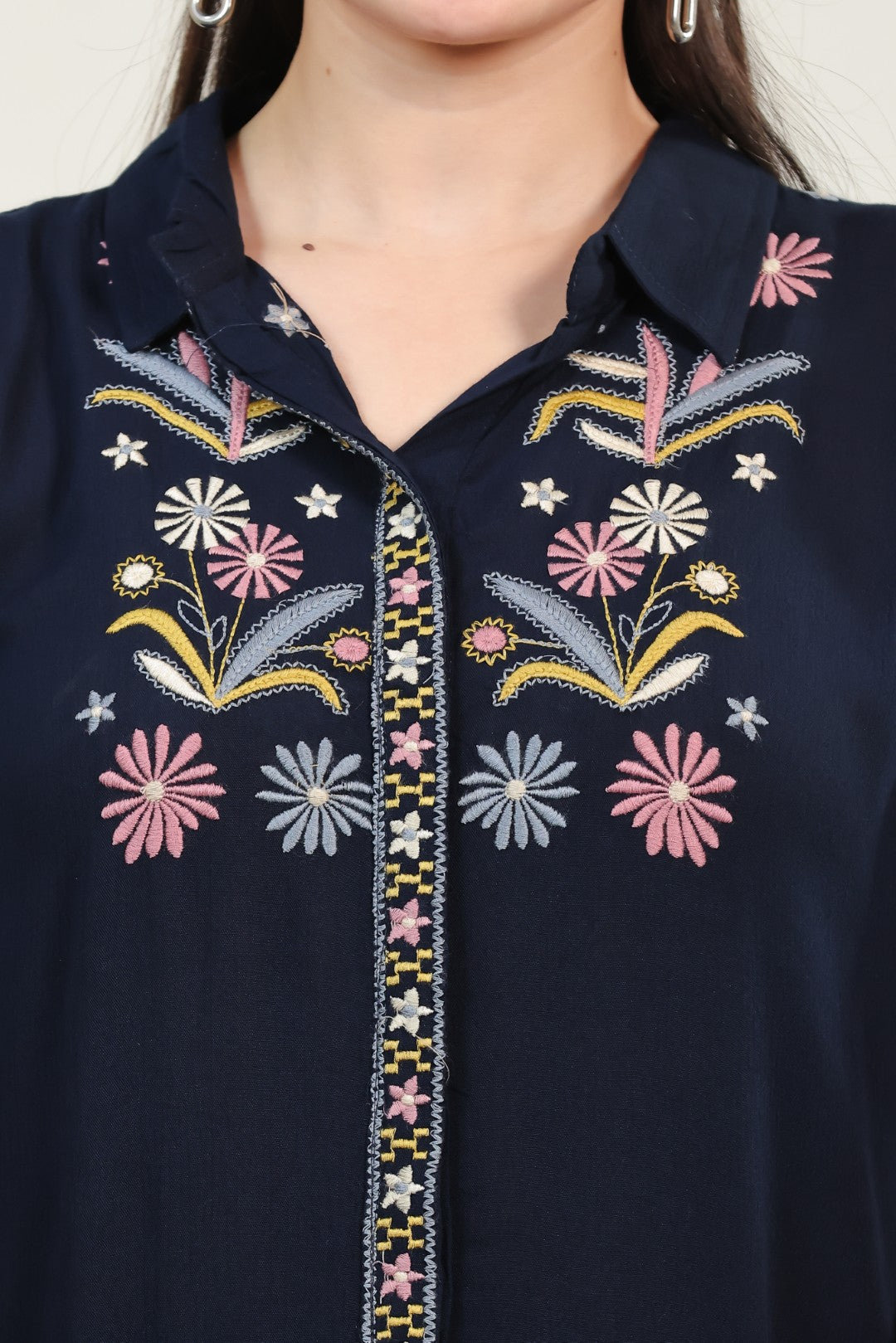 Navy Blue Rayon with Thread Work Co-ord Set