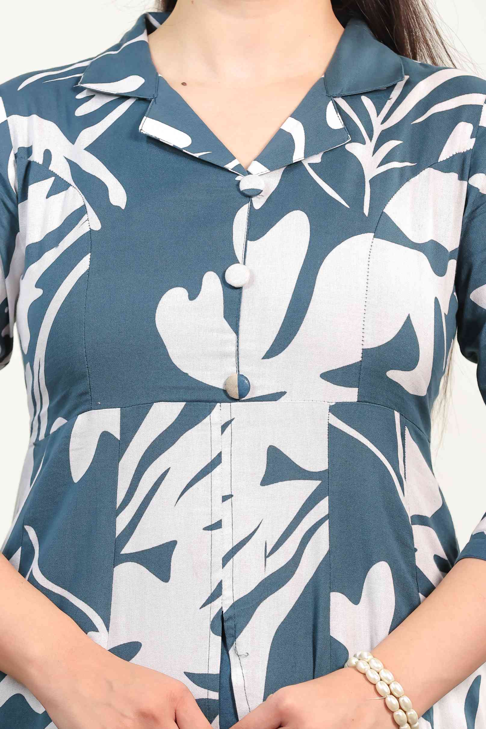 Dark Blue South Cotton Printed Co-ord Set