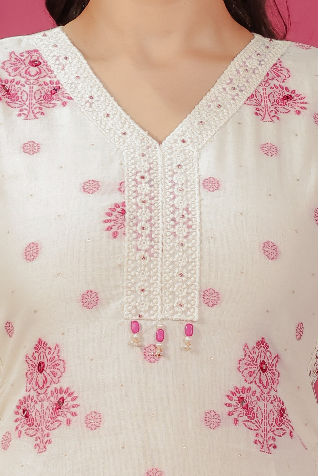 Off White Cotton Jacquard Work Co-ord Set with Dupatta