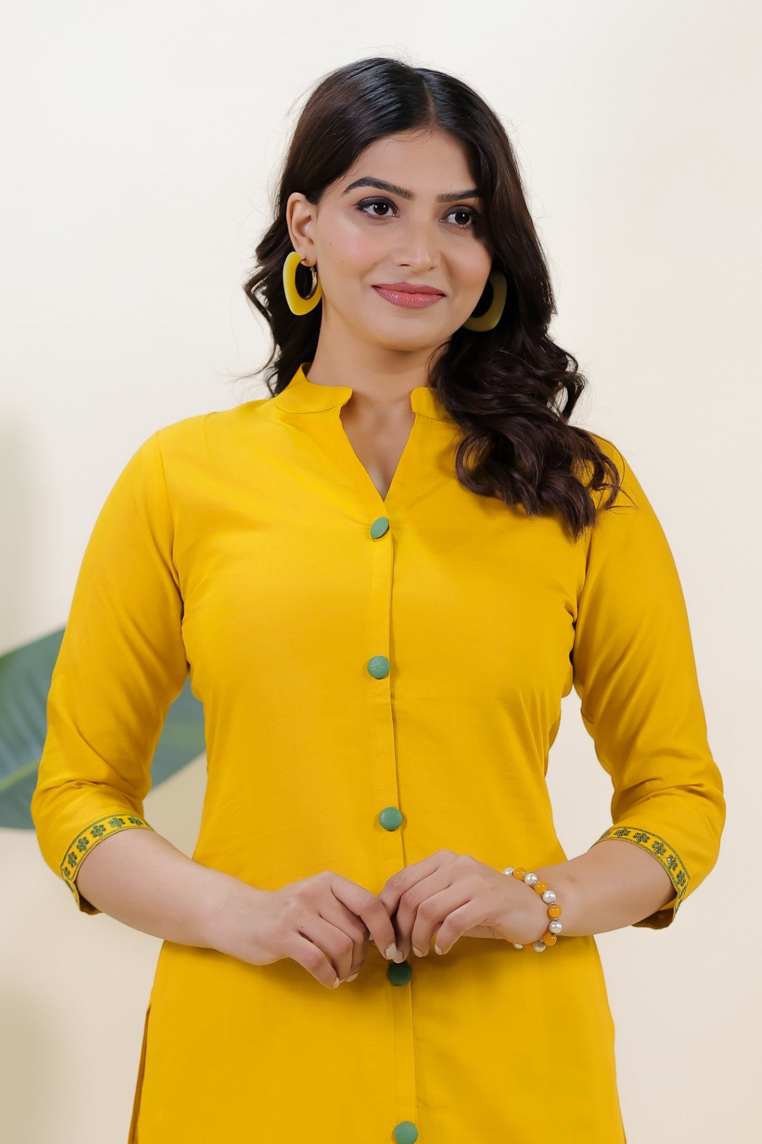 Mustard Yellow Muslin with Sequin Thread Work Co-ord Set