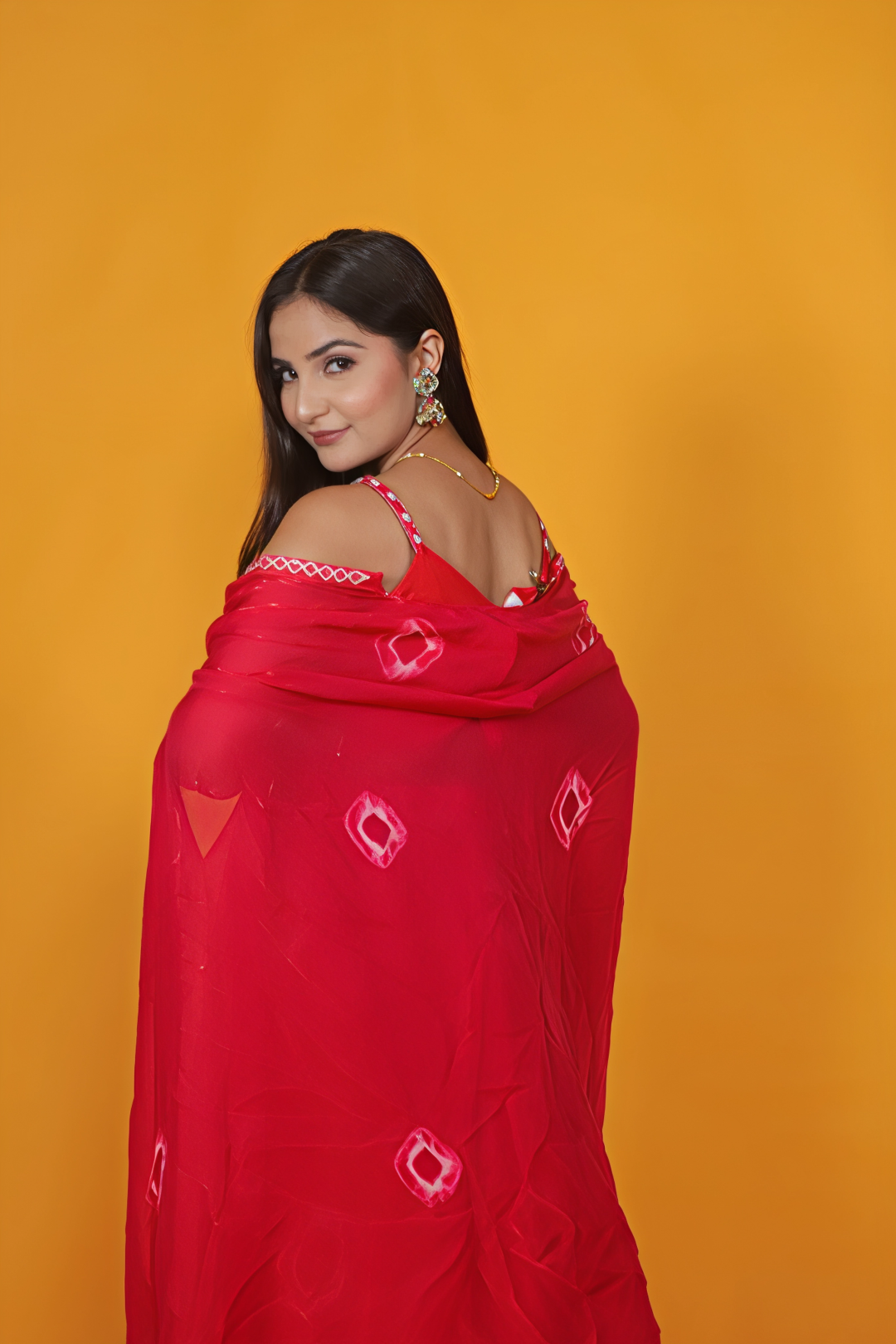 Rani Pink Silk Handwork Blouse with Printed Sharara & Shrug