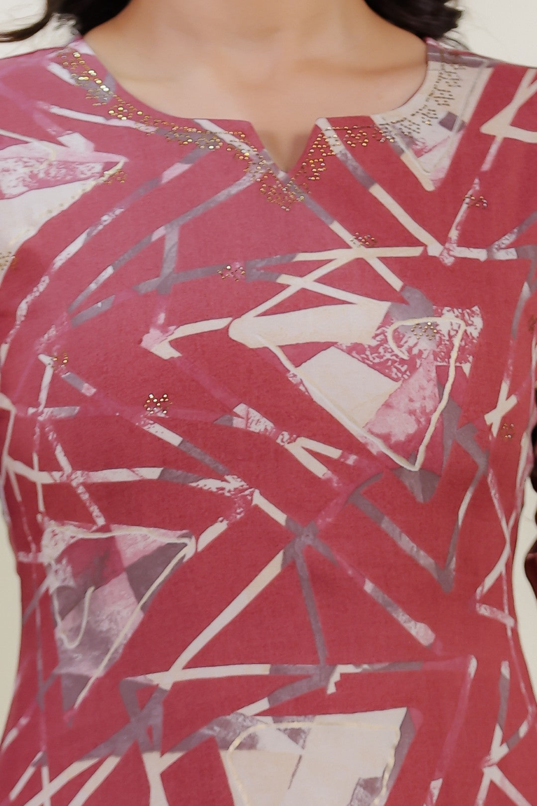 Rust Rayon Printed Top