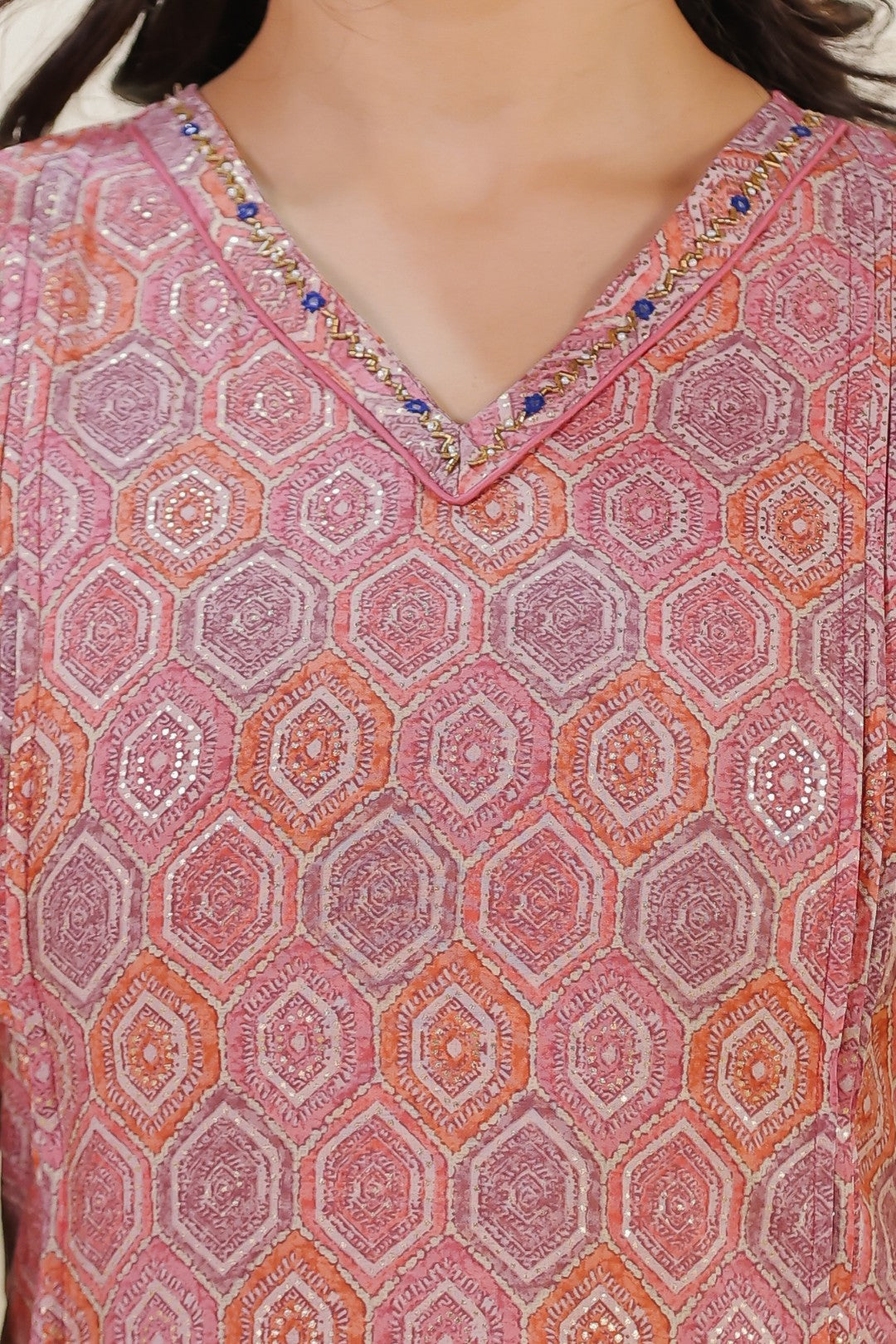 Multicolor Muslin Foil Printed Suit with Bottom & Dupatta