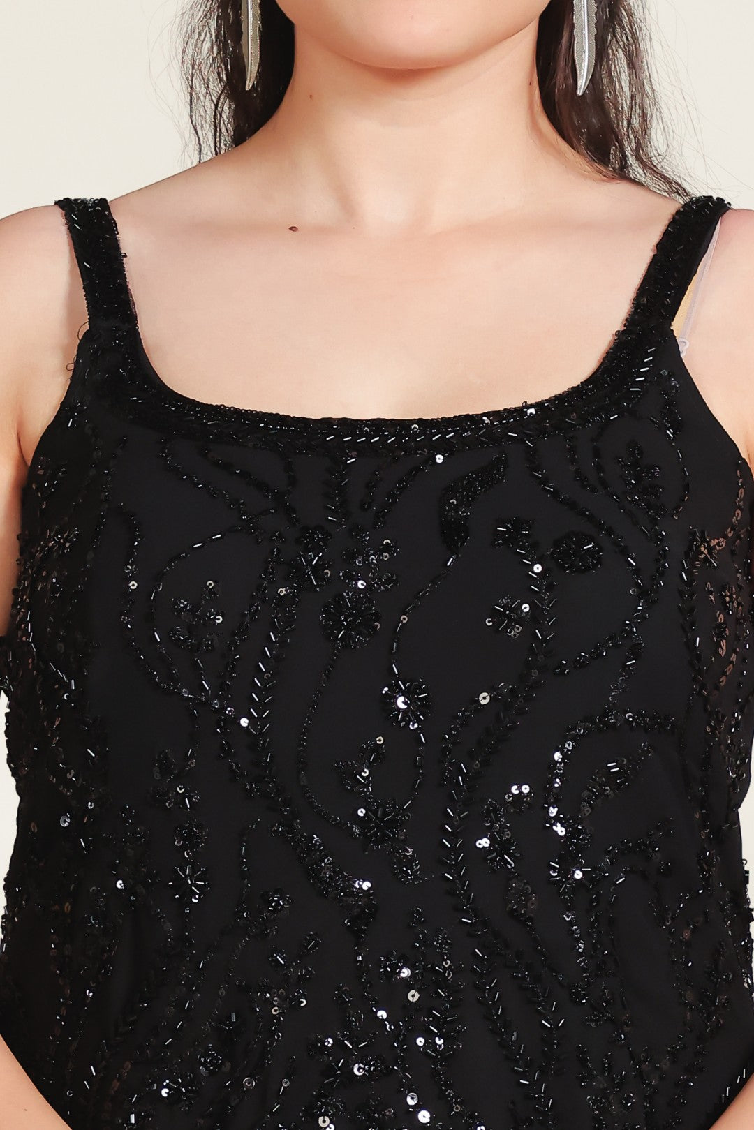 Black Georgette Suit with Handwork, Sharara & Dupatta