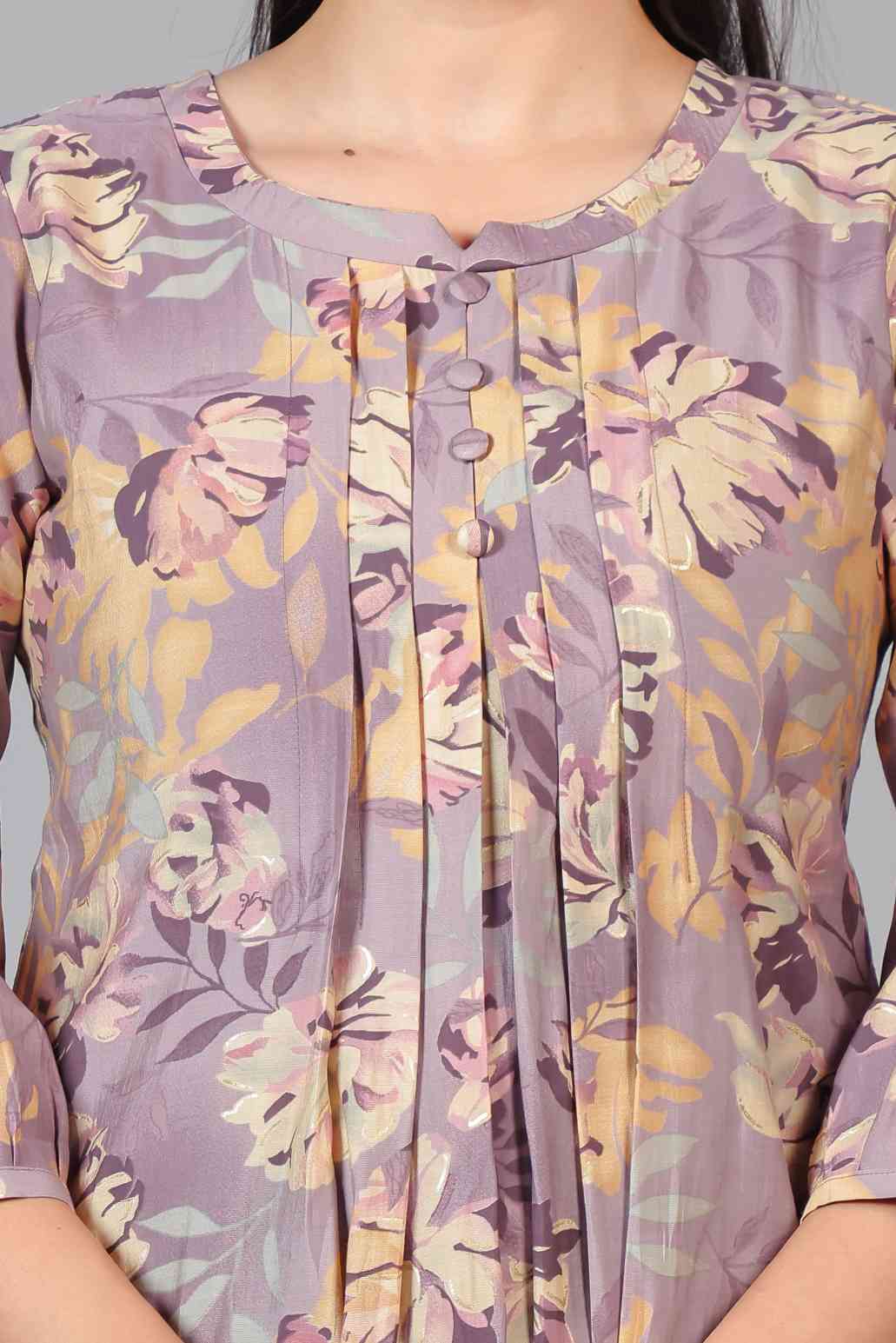 Lavender Muslin Floral Printed Top