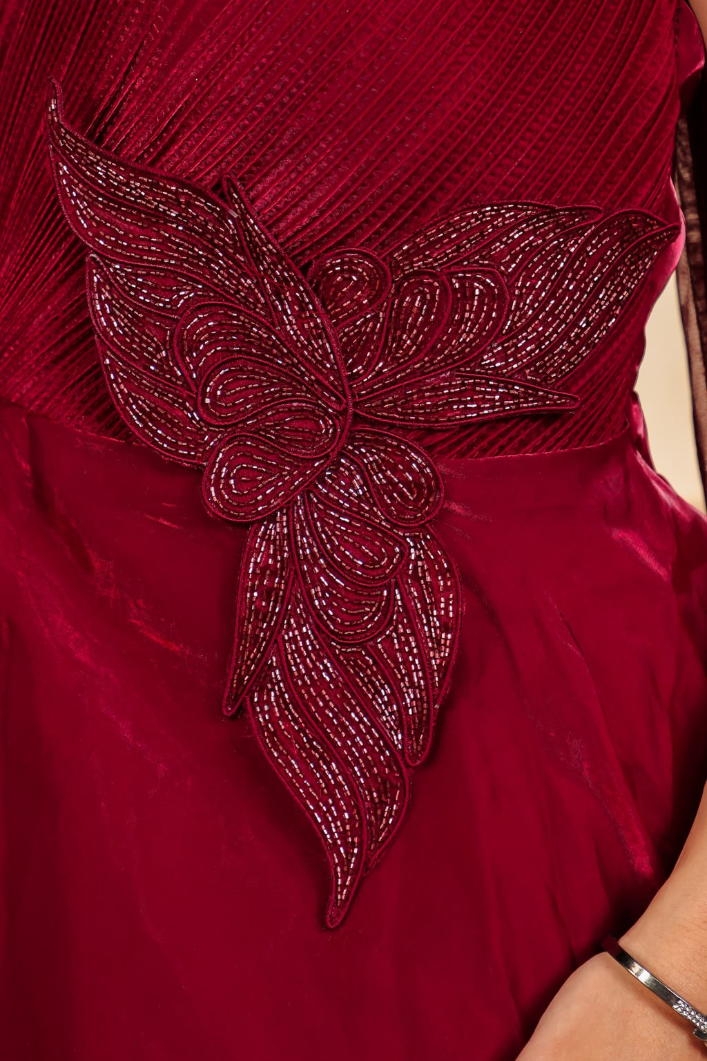 Maroon Jimmy Choo Fancy Stylish Gown & Dupatta