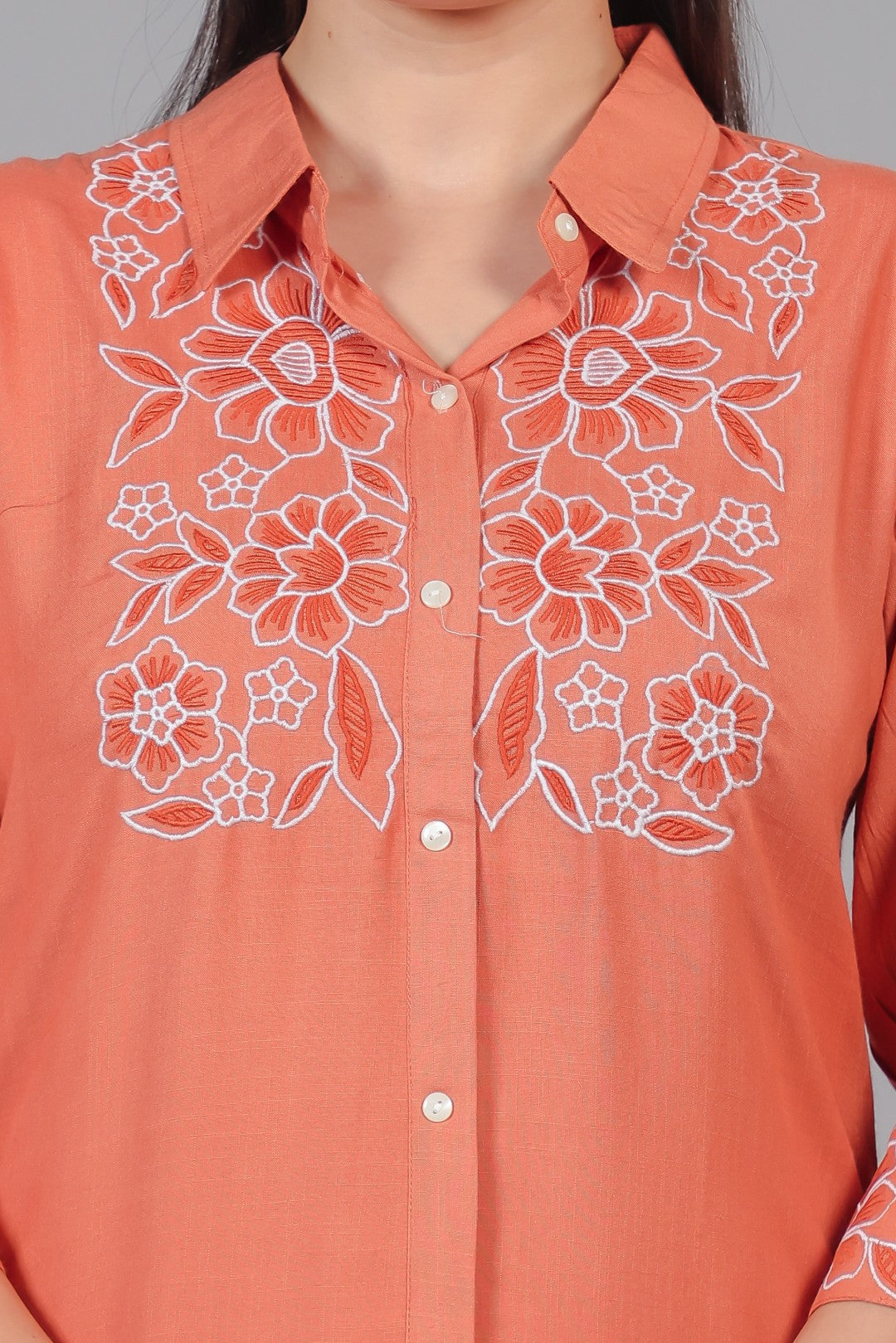 Peach Rayon with Thread Work Co-ord Set