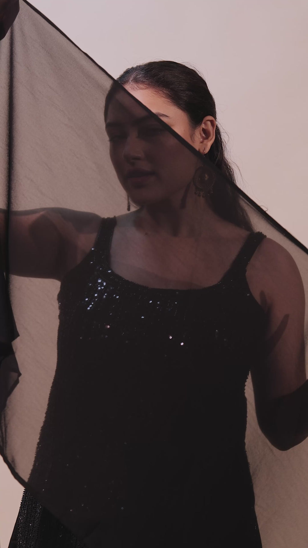 Black Georgette Suit with Handwork, Sharara & Dupatta