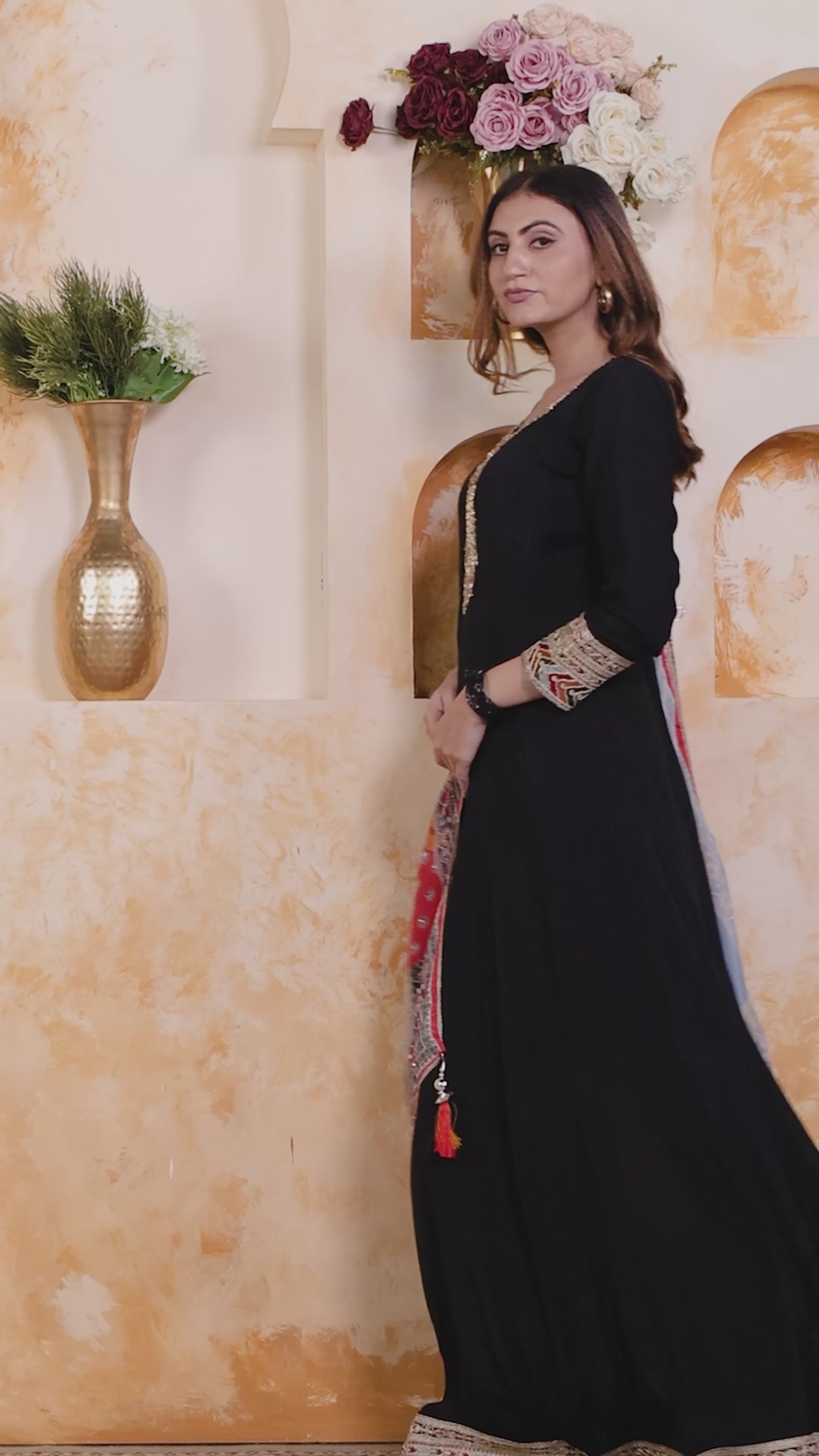Black Pure Chinon with Zari Handwork Gown & Dupatta